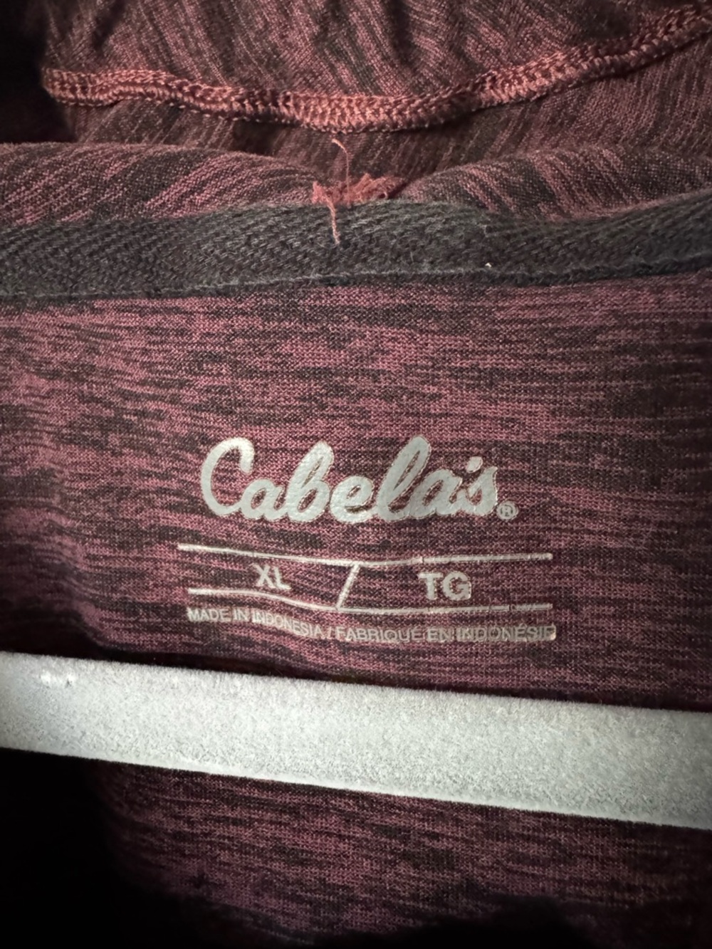 Cabela's Maroon Heather Pullover Hoodie - Picture 2 of 2